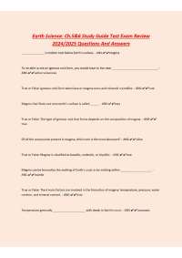 Earth Science: Ch.5&6 Study Guide Test Exam Review  2024/2025 Questions And Answers