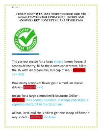 7 BREW BREWISTA TEST (trainer test prep) exam with  correct ANSWERs 2024 UPDATED QUESTION