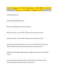 AAA Chapter 10 Test: Questions and Answers with 100% Accuracy