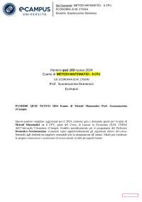PANIERE QUIZ NUOVO 2024 Esame di Metodi Matematici Prof. Scaramuzzino eCampus
