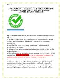 M100 COMMUNITY ASSOCIATION MANAGEMENT EXAM REAL QUESTIONS STUDYGUIDE WITH CORRECT ANSWERS