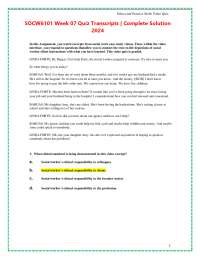 SOCW6101 Week 07 Quiz Transcripts | Complete Solution  2024