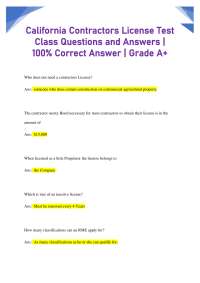 California Contractors License Test: Questions and Answers