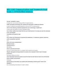 NSG 3180: Communication and Teamwork Final Exam 2 - 100% Verified Solutions