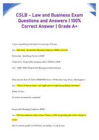 CSLB - Law and Business Exam: Questions and Answers