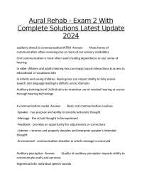 Aural Rehabilitation: Exam 2 with Complete Solutions - Latest Update 2024