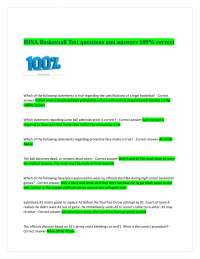 IHSA Basketball Test questions and answers 100% correct