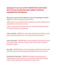 Apologetics Final Exam: Questions and Answers with Rationales