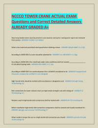 NCCCO Tower Crane Actual Exam: Questions and Answers