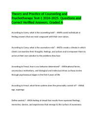 Theory and Practice of Counseling and Psychotherapy: Test-1 Questions and Answers
