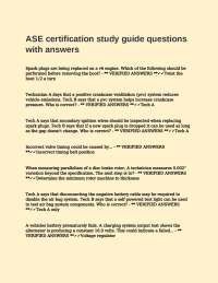 ASE Certification Study Guide Questions and Answers: Automotive Mechanics