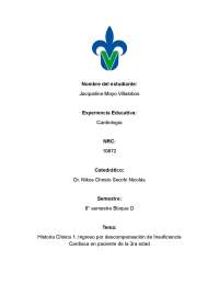 Descompensación Cardíaca en Paciente de la Tercera Edad