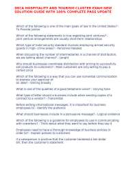 DECA HOSPITALITY AND TOURISM CLUSTER EXAM NEW SOLUTION GUIDE WITH 100% COMPLETE PASS UPDAT