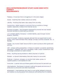 DECA ENTREPRENEURSHIP STUDY GUIDE EXAM WITH CORRECT REQUIREMENTS