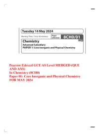 Pearson Edexcel GCE AS Level MERGED (QUE AND ANS) In Chemistry (8CH0) Paper 01: 2024