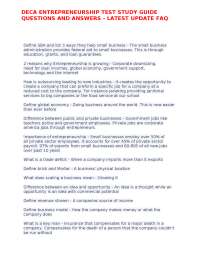 DECA ENTREPRENEURSHIP TEST STUDY GUIDE QUESTIONS AND ANSWERS - LATEST UPDATE FAQ