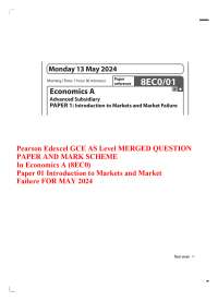 Pearson Edexcel GCE AS Level MERGED QUESTION PAPER AND MARK SCHEMEIn Economics A (8EC0)P1
