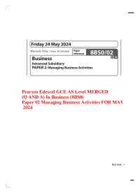 Business Studies: Managing Business Activities - AS Level Paper 2