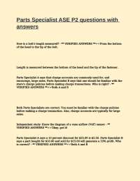 ASE P2 Parts Specialist Exam Questions and Answers