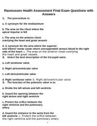 Rasmussen Health Assessment Final Exam Questions and Answers
