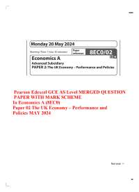 Pearson Edexcel GCE AS Level MERGED QUESTION PAPER WITH MARK SCHEMEIn Economics A (8EC0)P2