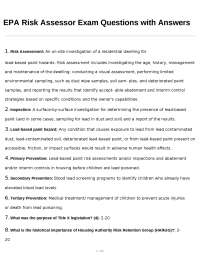 EPA Risk Assessor Exam Questions with Answers