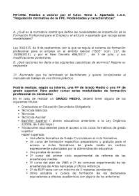 MF1442. Realiza a valorar por el tutor. Tema 1. Apartado 1.3.3. "Regulación normativa de l