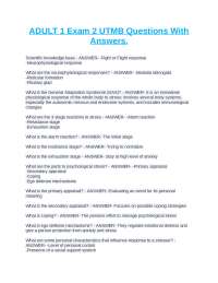 Adult 1 Exam 2 UTMB Questions and Answers: Stress and Spirituality in Nursing