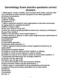 Gerontology Exam practice questions correct answers