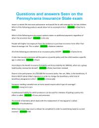 Questions and answers Seen on the Pennsylvania Insurance State exam