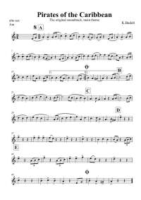 Pirates of Caribean. Saxophone notes
