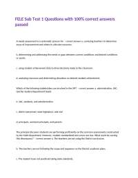 FELE Sub Test 1 Questions and Answers: Educational Leadership and Administration
