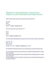 Chemistry 111: General Chemistry 1: Practice Test 2 (Chapter 3, 4, and 5) 60 Questions