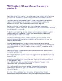 FELE Subtest (1) Questions and Answers: Educational Theories and Practices