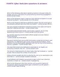 Cybersecurity: Dark Arts - Questions and Answers