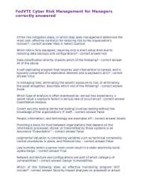 Cyber Risk Management for Managers: Multiple Choice Questions and Answers