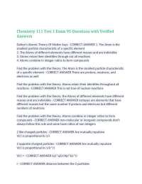 Chemistry 111 Test 1 Exam: 95 Questions with Verified Answers