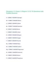 Chemistry 111 Exam 1: Chapter 1 & 2 - 76 Questions with Verified Answers