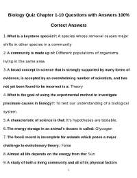 Biology Quiz Chapter 1-10 Questions with Answers 100% Correct Answers