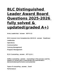 BLC Distinguished Leader Award Board Questions 2025-2026 fully solved & updated(graded A+)