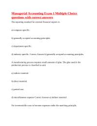 Managerial Accounting Exam 1: Multiple Choice Questions and Answers