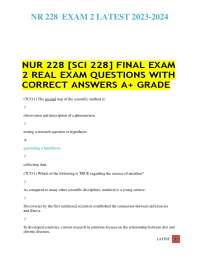 NUR 228 [SCI 228] FINAL EXAM 2 REAL EXAM QUESTIONS WITH CORRECT ANSWERS A+ GRADE