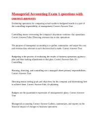 Managerial Accounting Exam 1 Questions and Answers