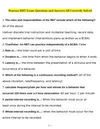 RBT Exam Questions and Answers: A Comprehensive Guide for Aspiring Behavior Technicians