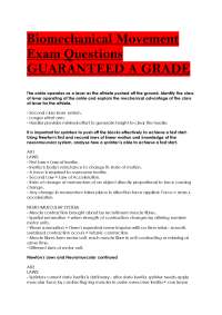 Biomechanical Movement Exam Questions GUARANTEED A GRADE