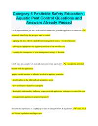 Category 5 Pesticide Safety Education - Aquatic Pest Control Questions and Answers 2024