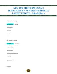 NUR 1290 MIDTERM EXAM | QUESTIONS & ANSWERS (VERIFIED) | LATEST UPDATE | GRADED A+