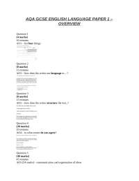 AQA GCSE ENGLISH LANGUAGE PAPER 1 – OVERVIEW