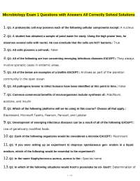 Microbiology Exam 1 Questions with Answers All Correctly Solved Solutions