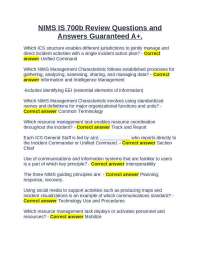 NIMS IS 700b Review Questions and Answers Guaranteed A+.